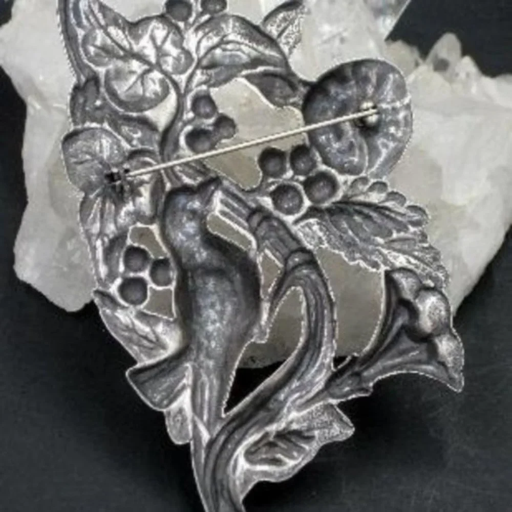Sterling Silver Art Nouveau Style Bird Brooch